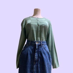 Vintage Inspired 90's Green Beaded Cardigan
